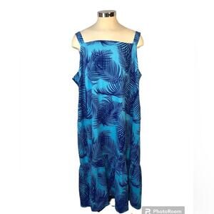Liz Claiborne Women’s Plus Size Sundress Linen Ruffled Hem Adjustable 1” Straps